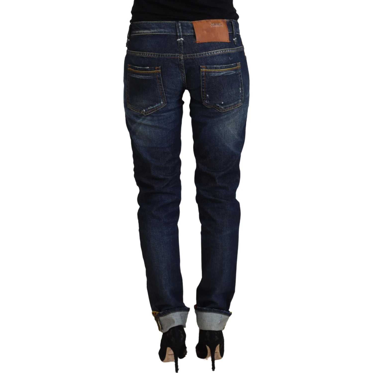Blue Cotton Slim Fit Women Casual Denim Jeans
