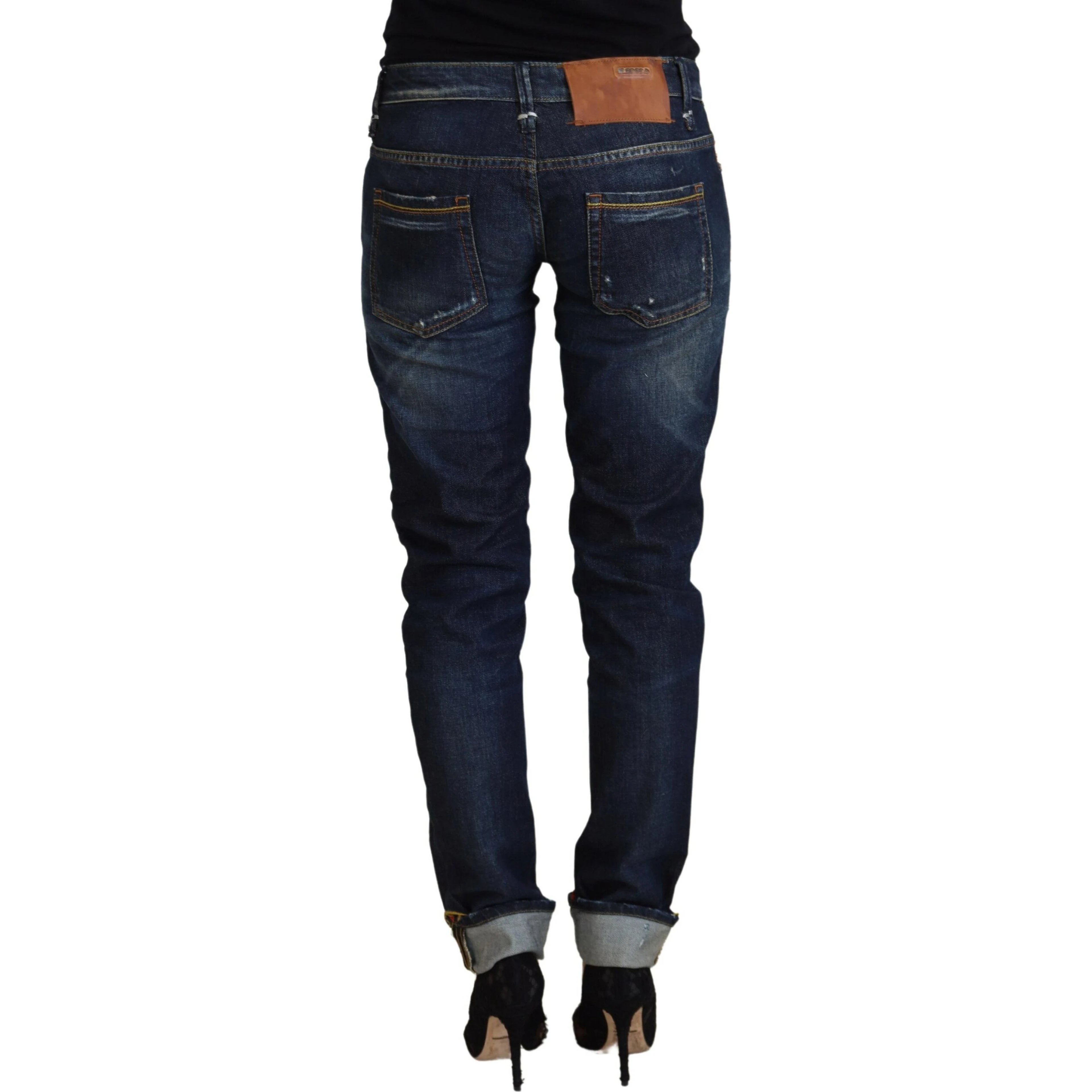 Blue Cotton Slim Fit Women Casual Denim Jeans