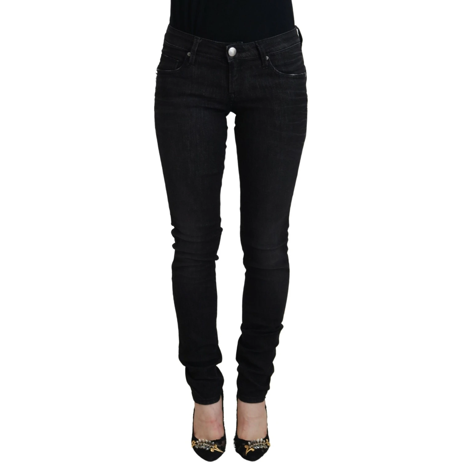 Black Cotton Slim Fit Women Casual Denim Jeans