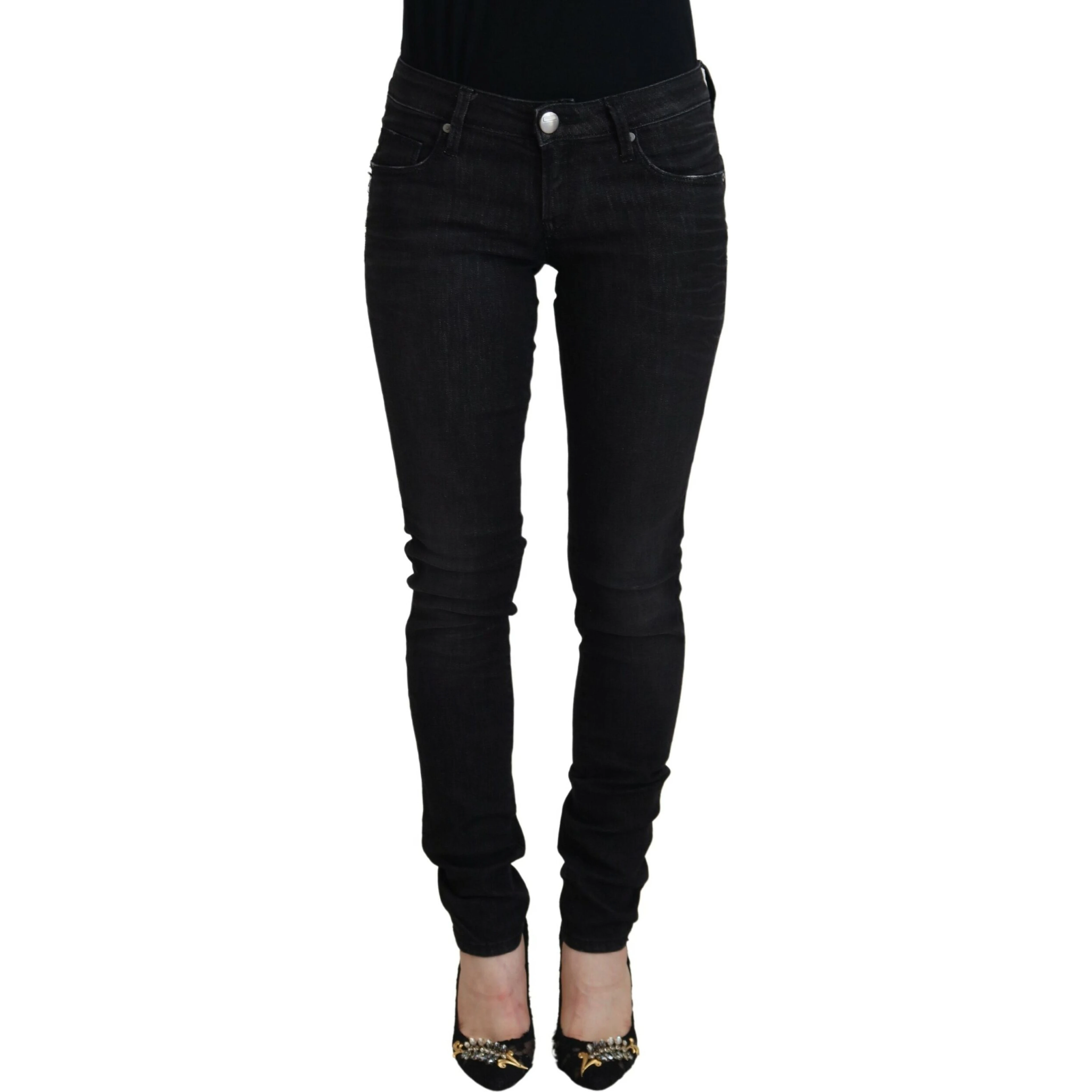 Black Cotton Slim Fit Women Casual Denim Jeans