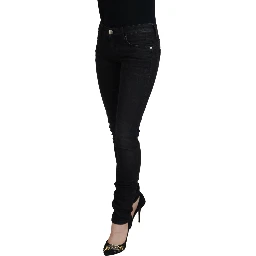 Black Cotton Slim Fit Women Casual Denim Jeans