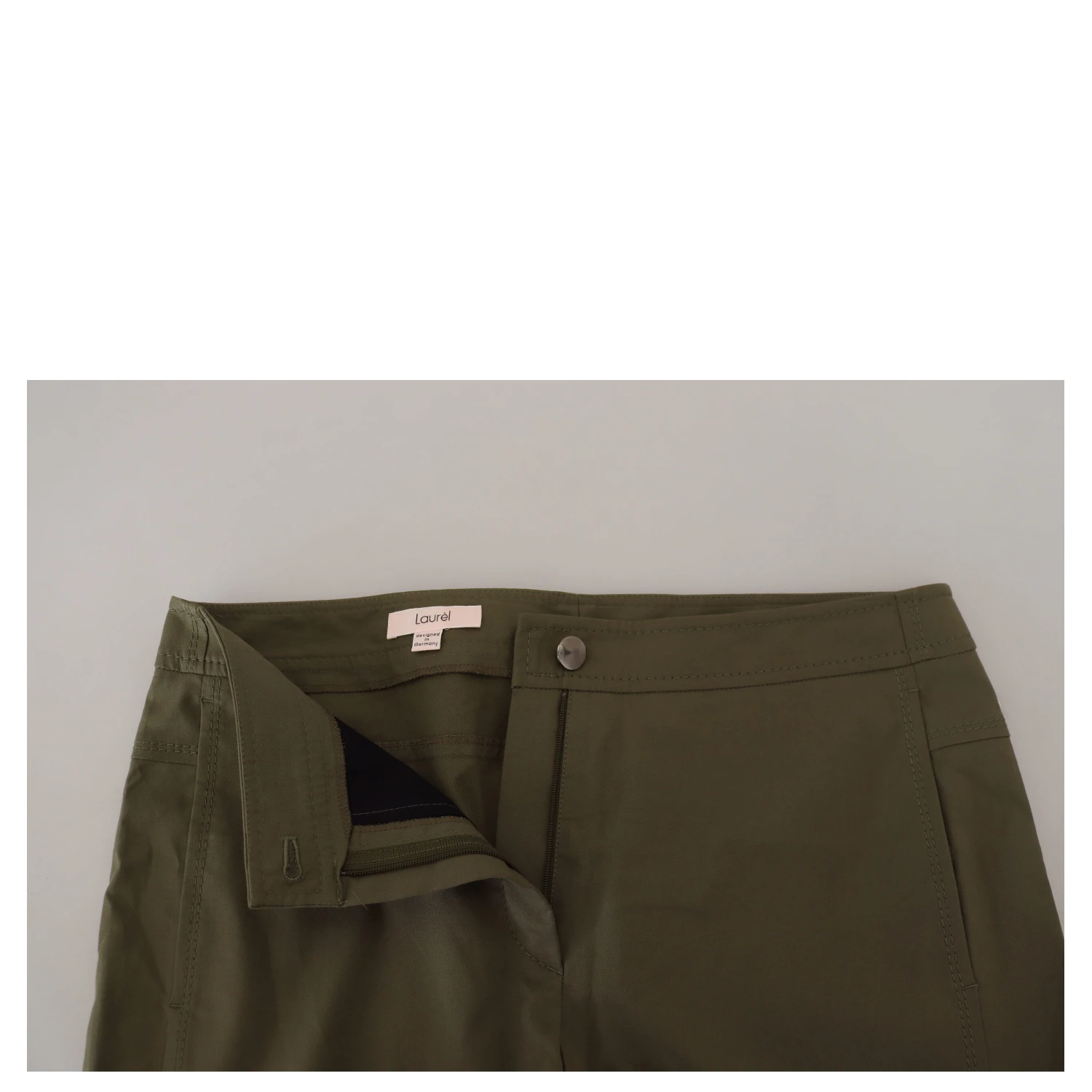Green Cotton High Waist Women Tapered Pants