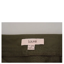 Green Cotton High Waist Women Tapered Pants