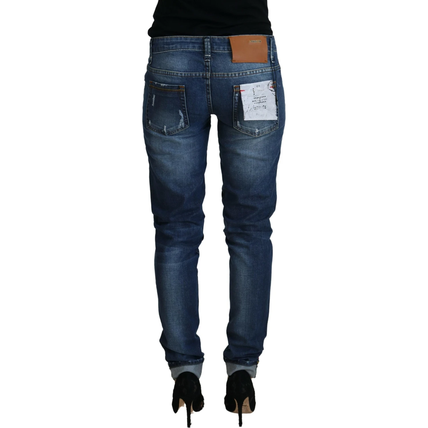 Blue Washed Cotton Slim Fit Women Denim Jeans