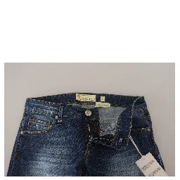 Blue Washed Cotton Slim Fit Women Denim Jeans