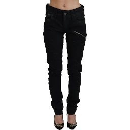 Black Cotton Mid Waist Skinny Slim Fit Denim Jeans