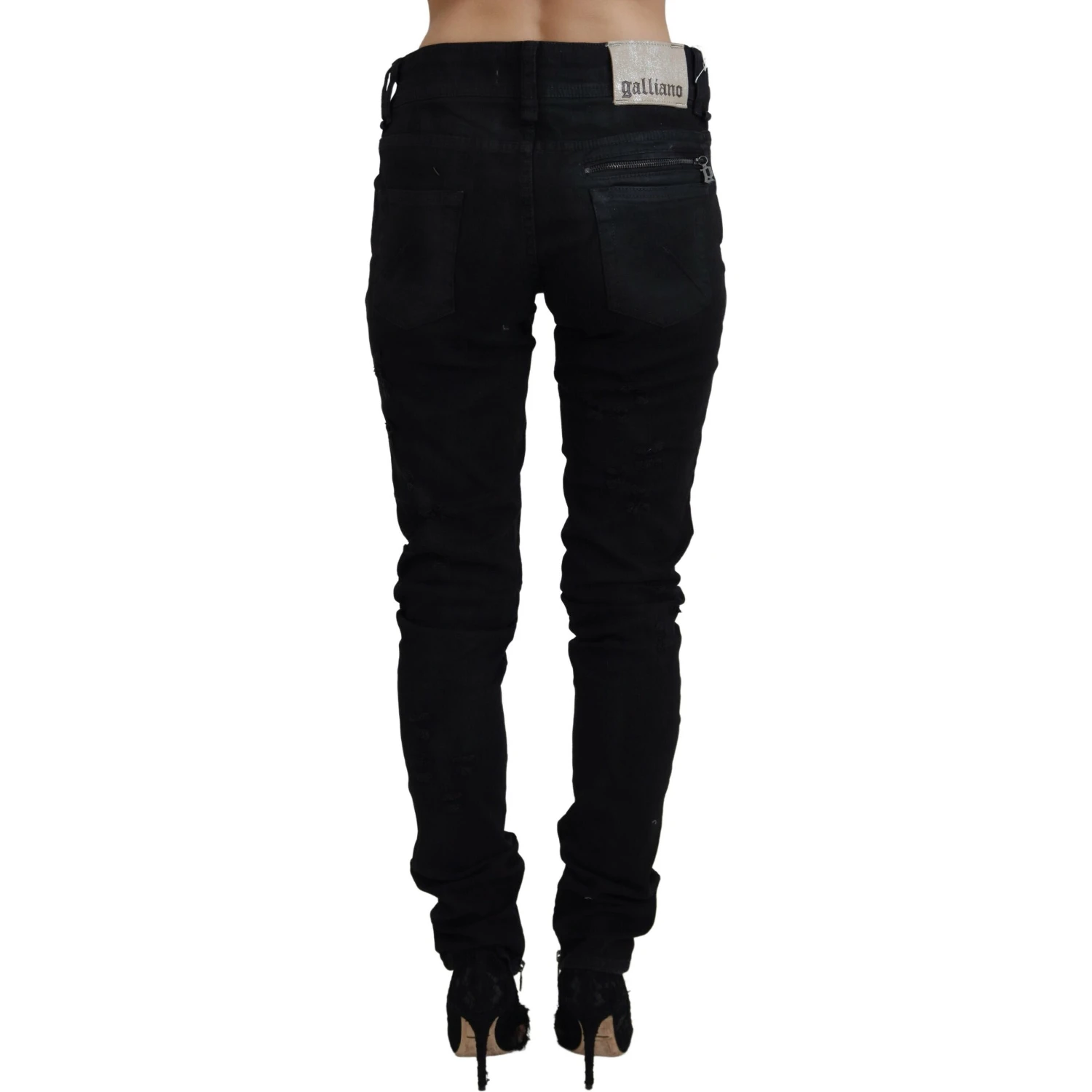 Black Cotton Mid Waist Skinny Slim Fit Denim Jeans