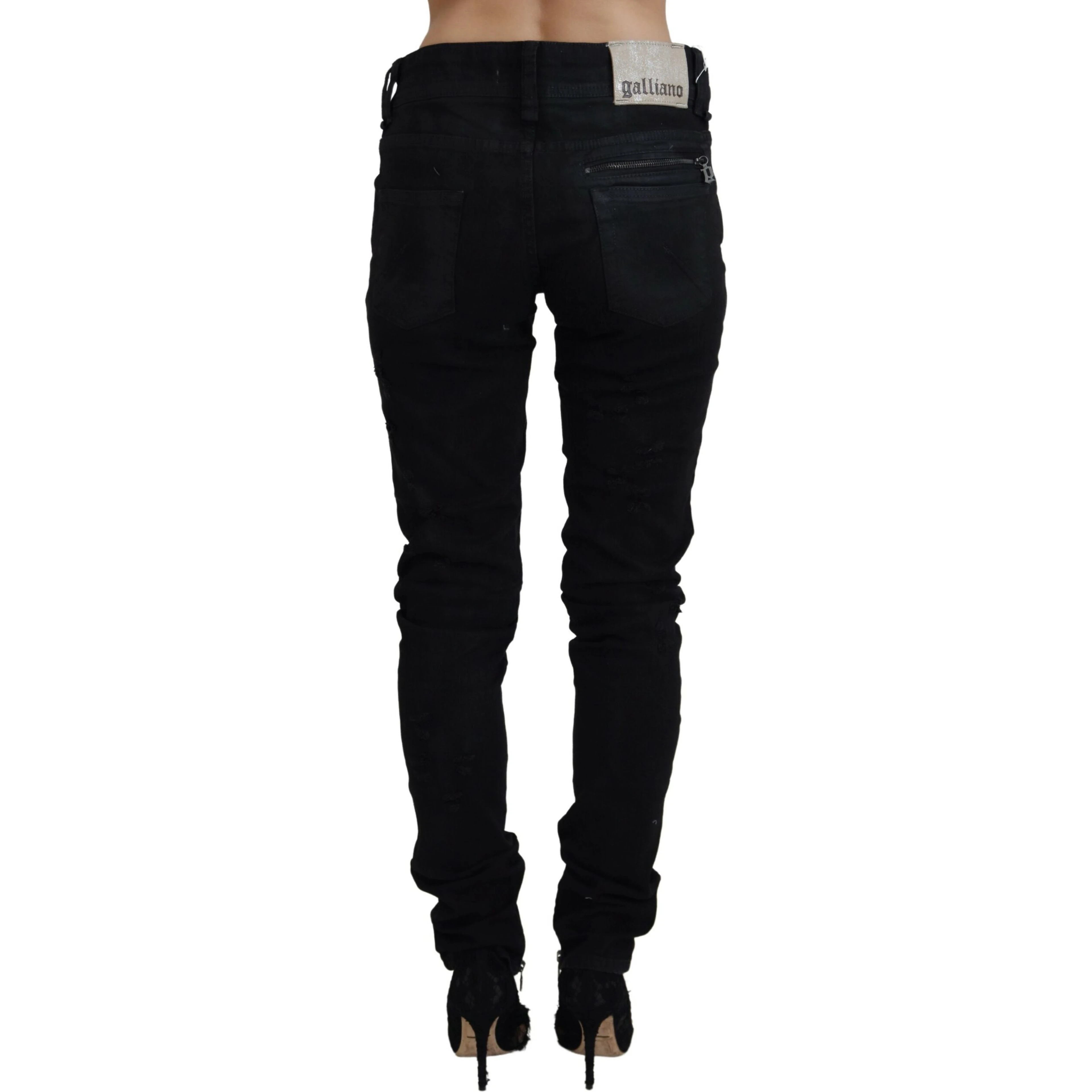 Black Cotton Mid Waist Skinny Slim Fit Denim Jeans