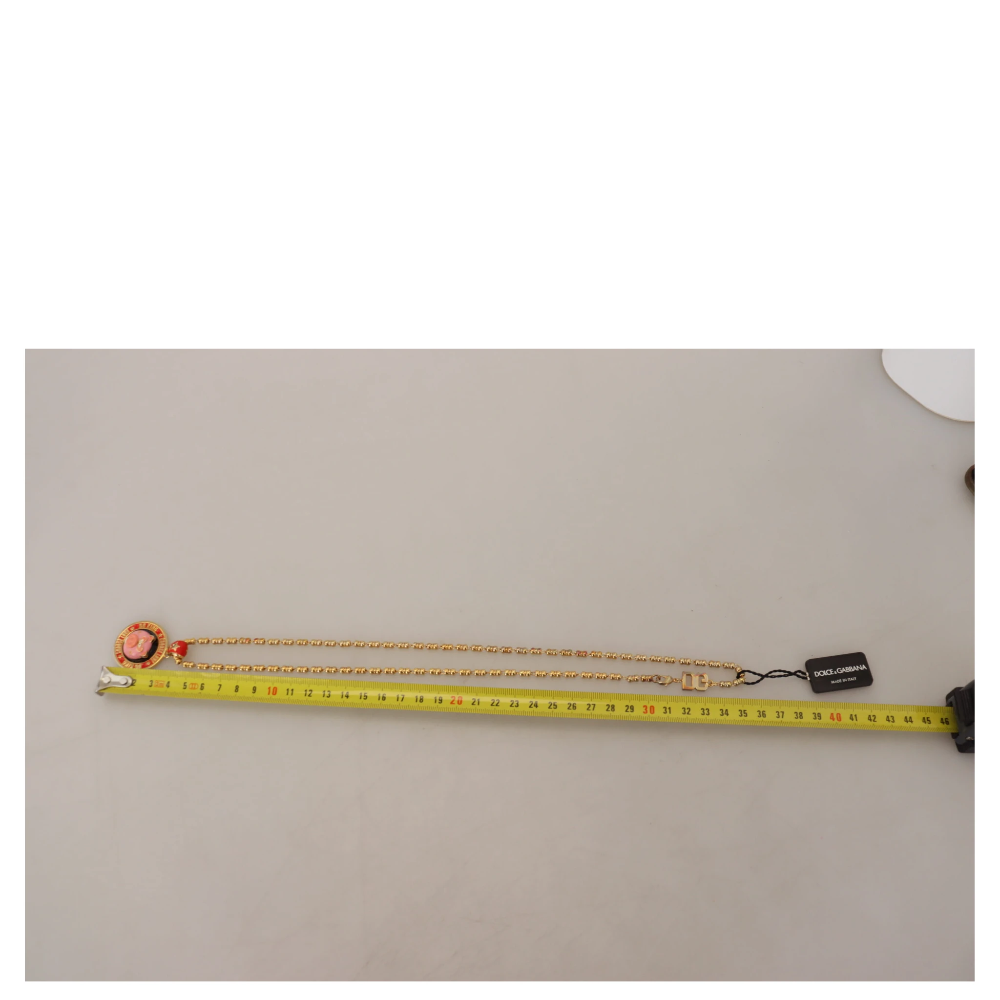 Gold Brass Chain SUPER PIG Pendant Logo Necklace