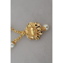 Gold Tone Floral Crystals Pink Embellished Necklace