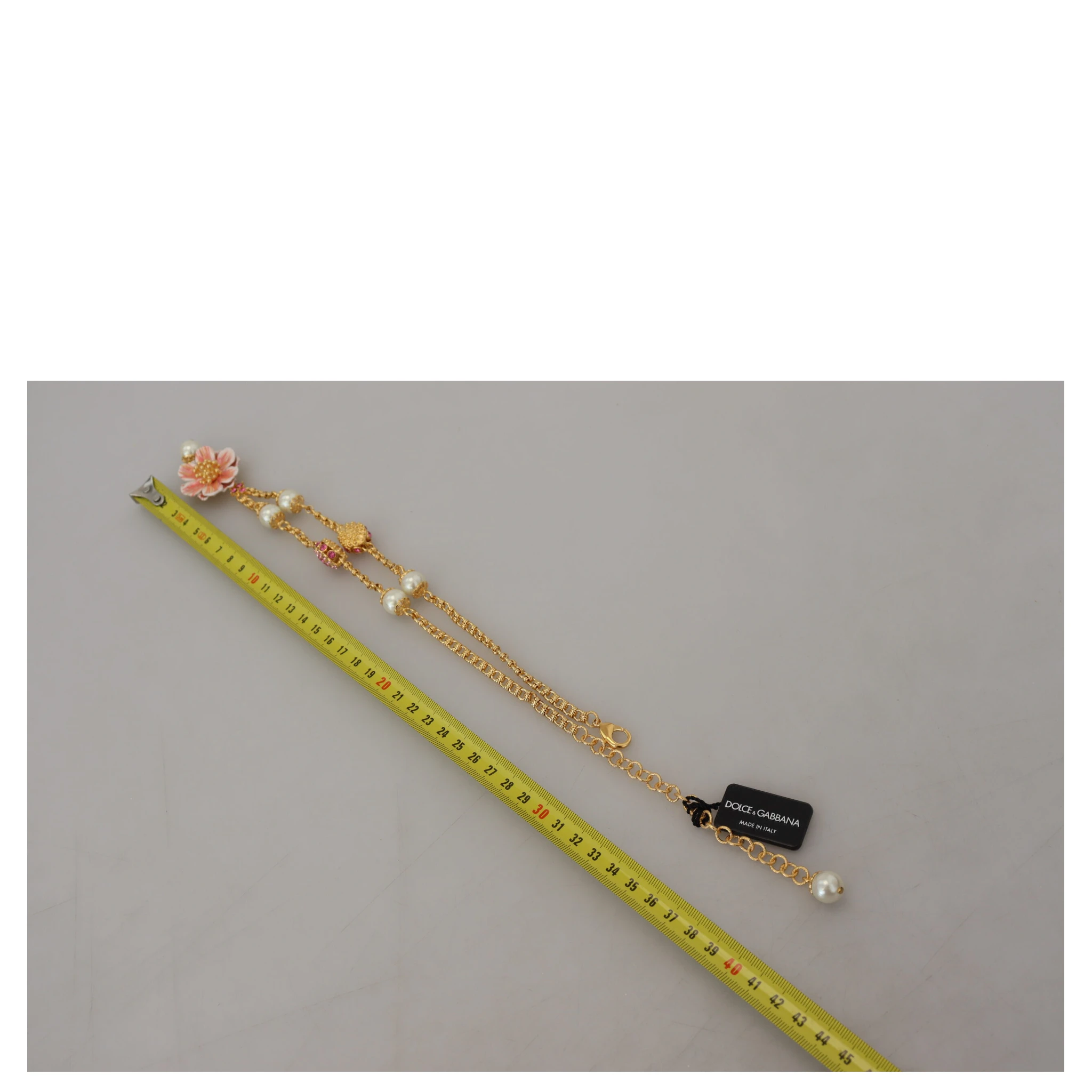 Gold Tone Floral Crystals Pink Embellished Necklace