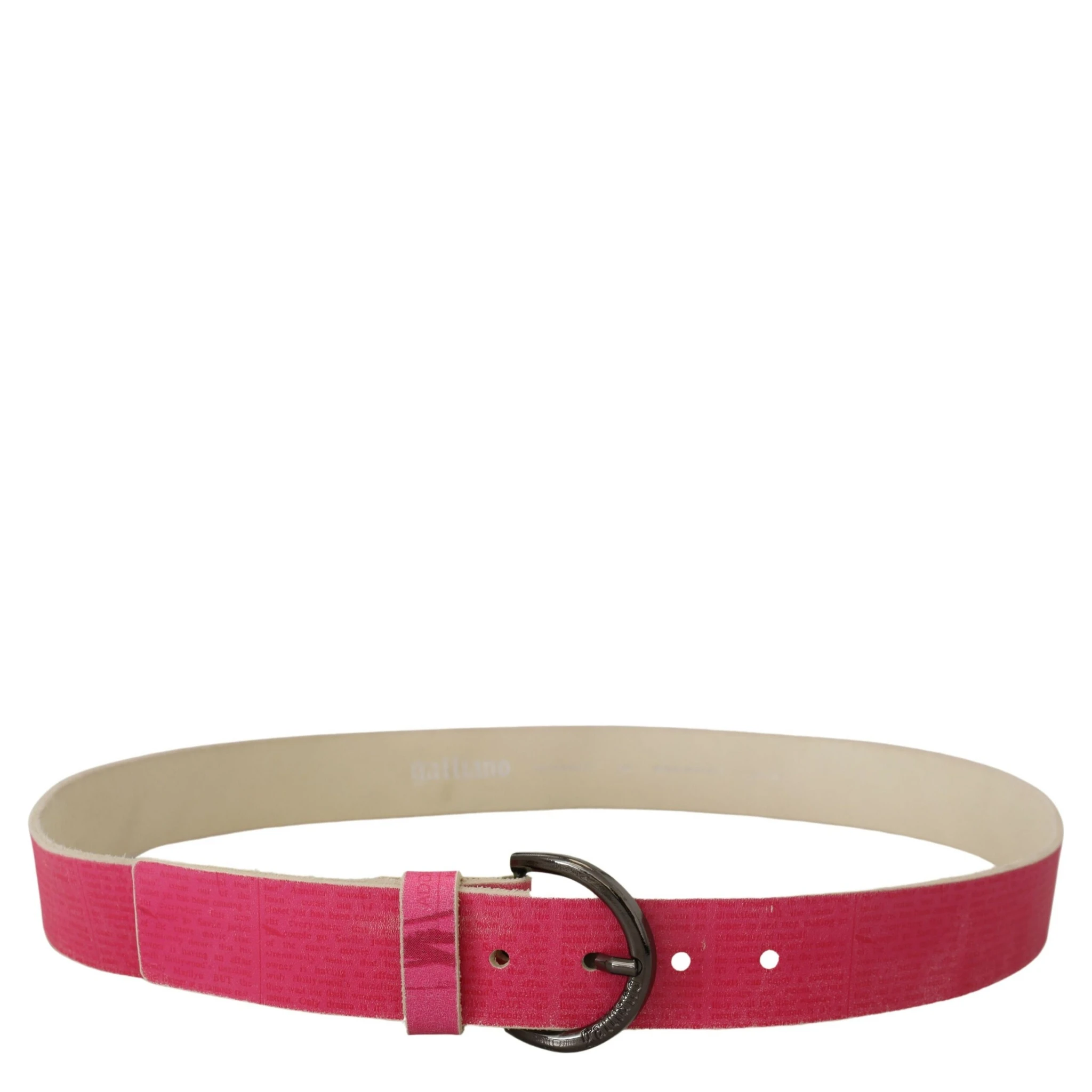 Pink Leather Letter Logo Round Buckle Waist Belt