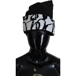 White Printed Nylon Women Winter Beanie Cap Hat