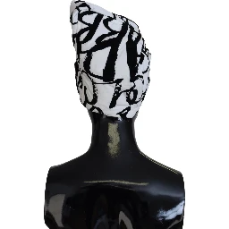 White Printed Nylon Women Winter Beanie Cap Hat