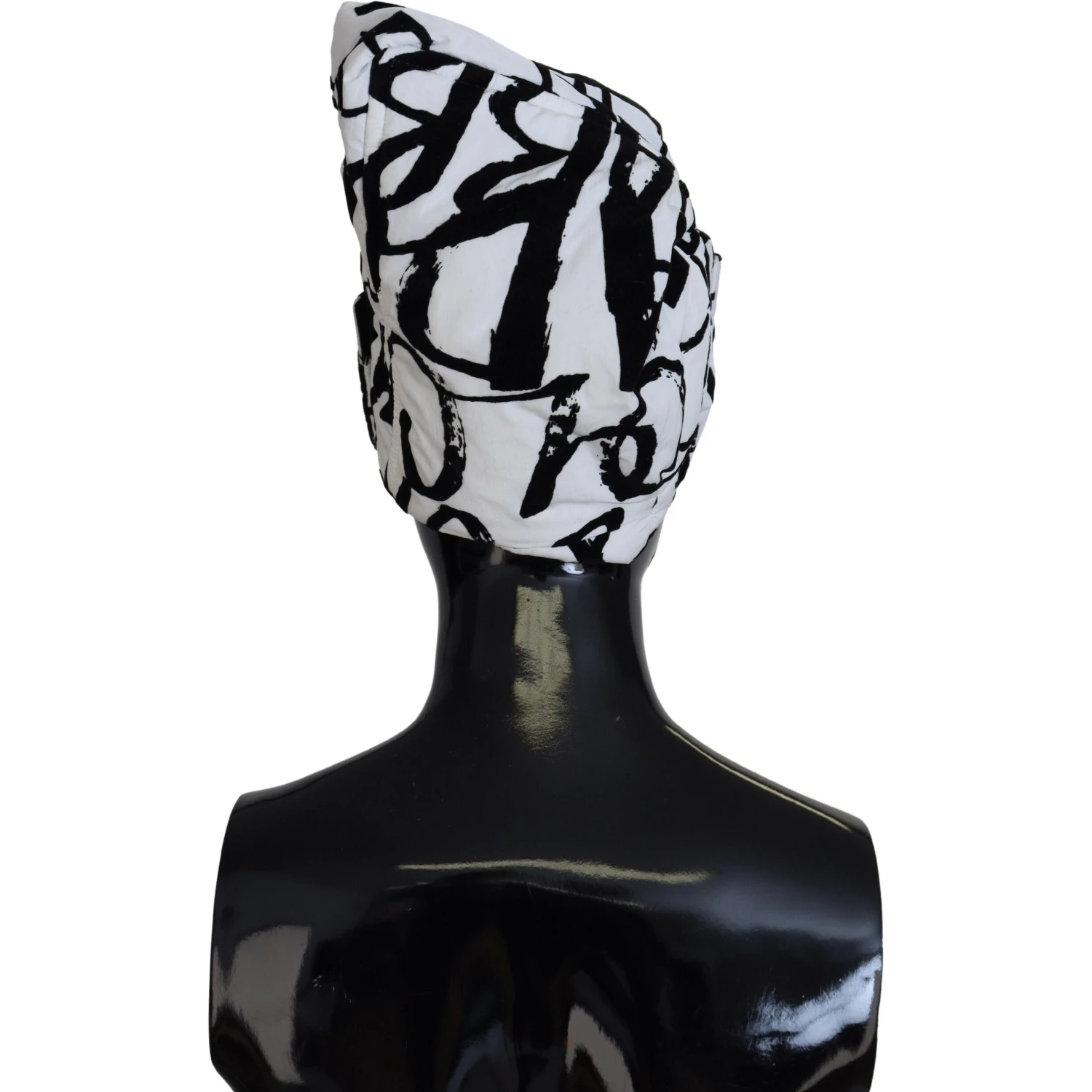 White Printed Nylon Women Winter Beanie Cap Hat