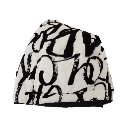 White Printed Nylon Women Winter Beanie Cap Hat