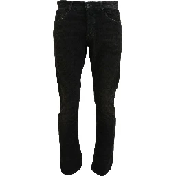 Gray Cotton Corduroy Men Casual Jeans