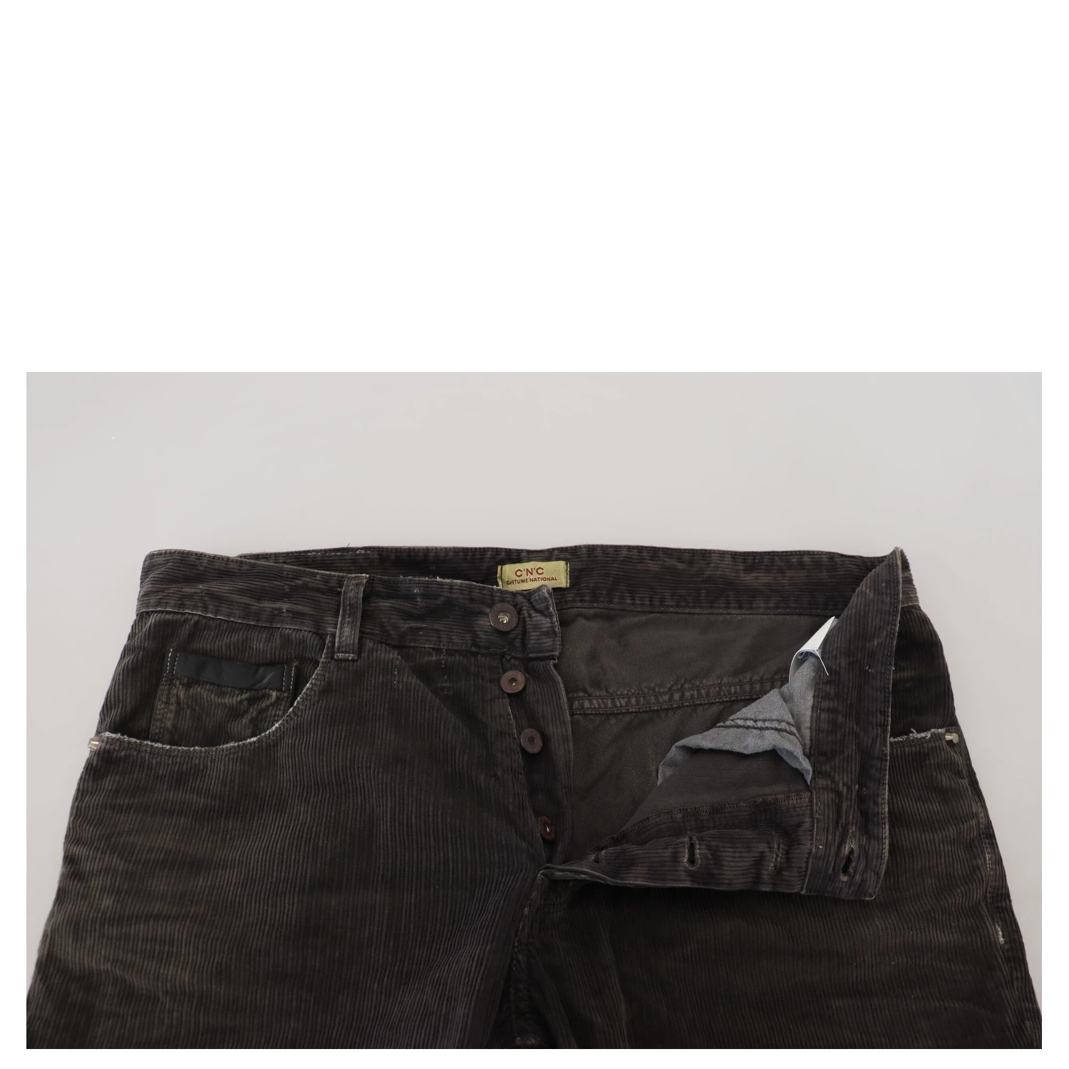 Gray Cotton Corduroy Men Casual Jeans