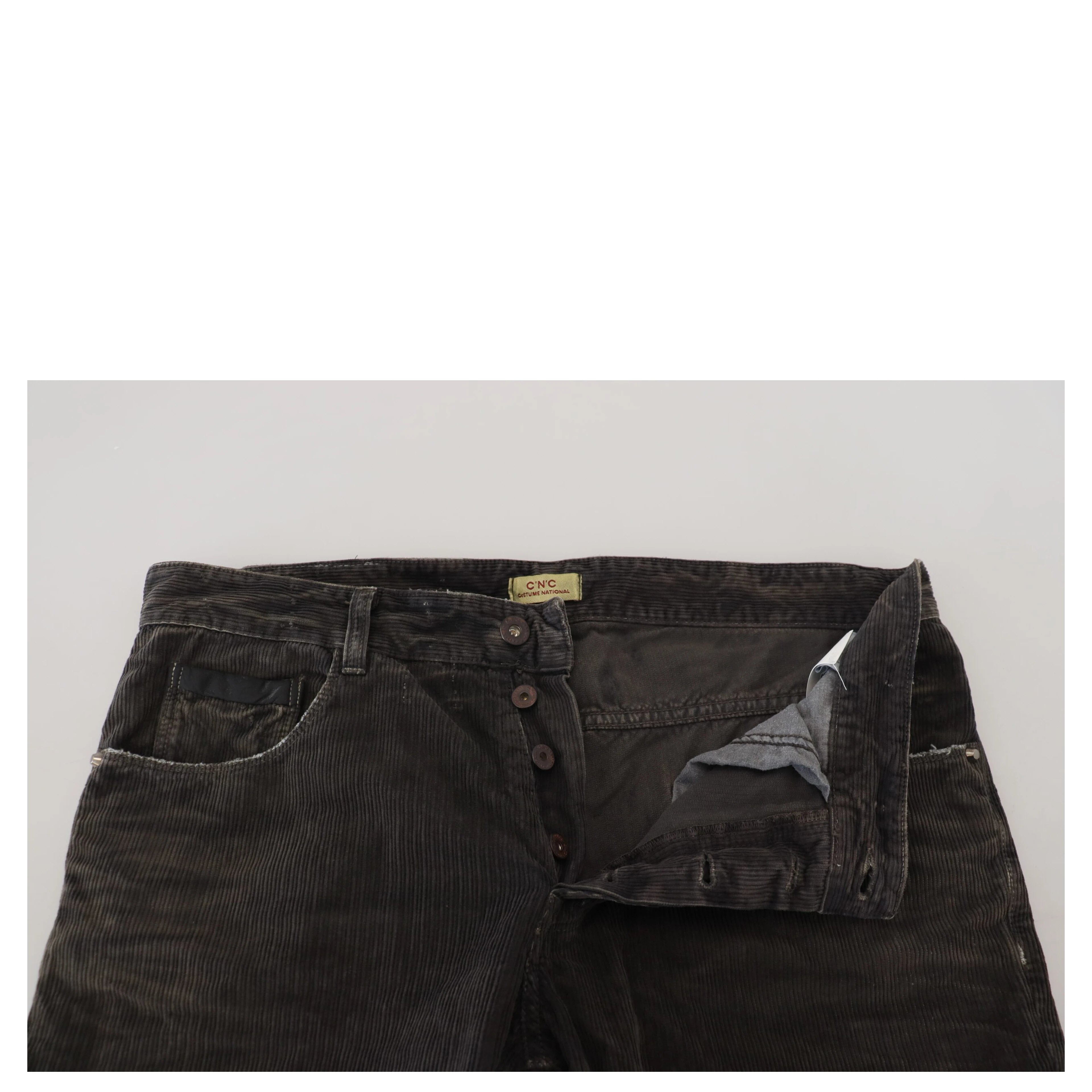 Gray Cotton Corduroy Men Casual Jeans