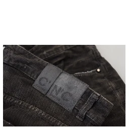 Gray Cotton Corduroy Men Casual Jeans