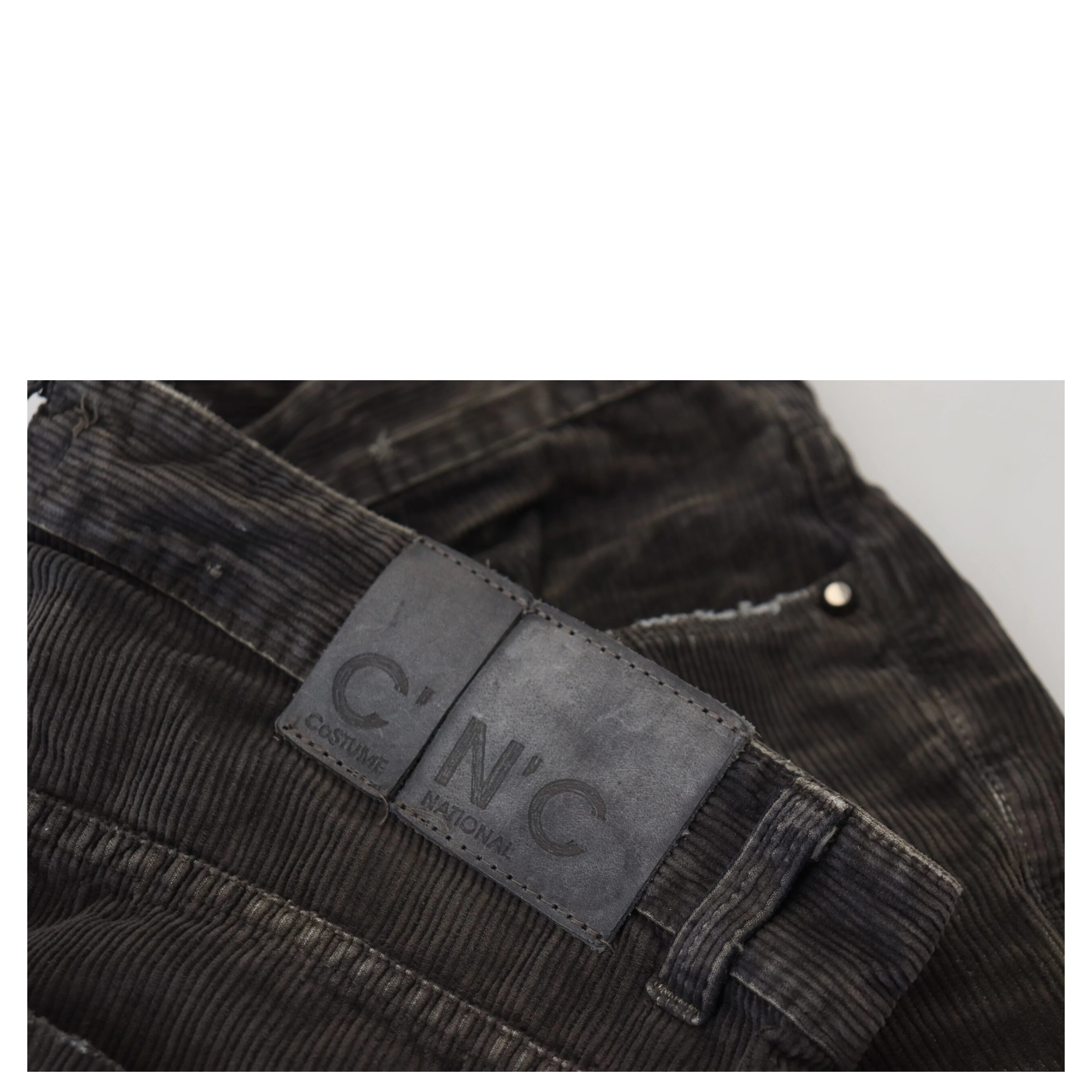 Gray Cotton Corduroy Men Casual Jeans