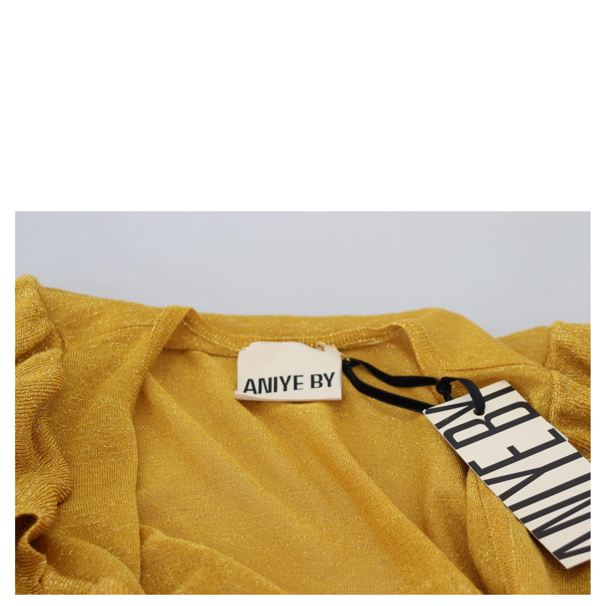 Gold Long Sleeves Ruffled Women Cardigan Sweater