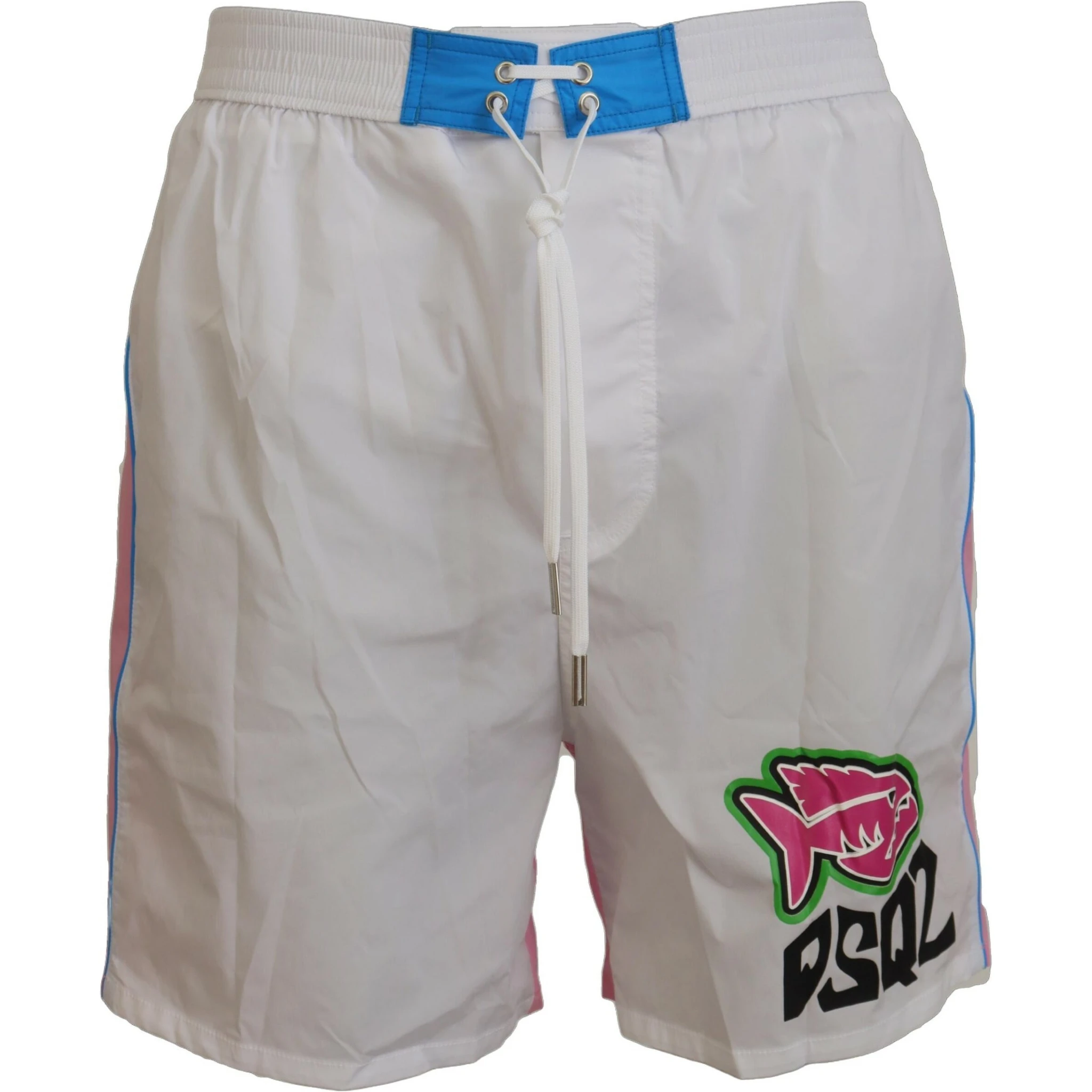 White Pink Logo Print Men Beachwear Shorts Swimwear