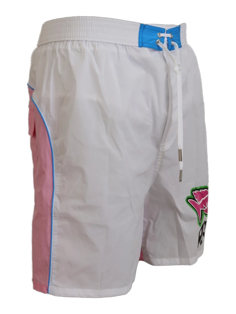 White Pink Logo Print Men Beachwear Shorts Swimwear alternative