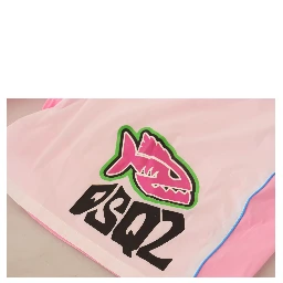 White Pink Logo Print Men Beachwear Shorts Swimwear