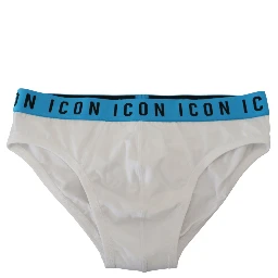 White Icon Logo Cotton Stretch Men Brief Underwear