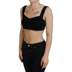 Black Leopard Cropped Bustier Corset Bra Top