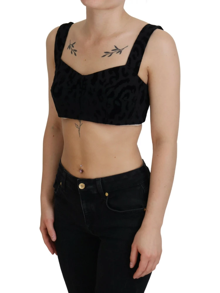 Black Leopard Cropped Bustier Corset Bra Top alternative