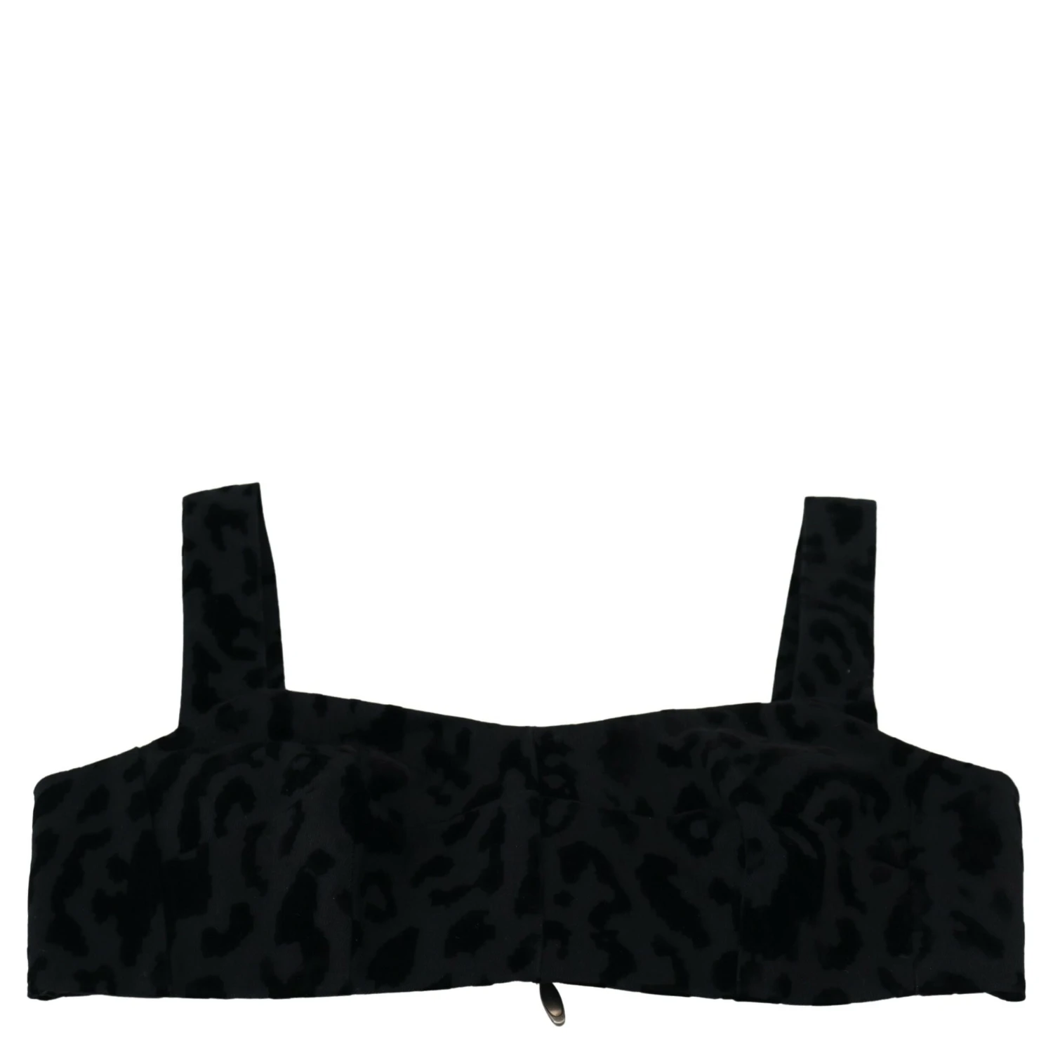 Black Leopard Cropped Bustier Corset Bra Top