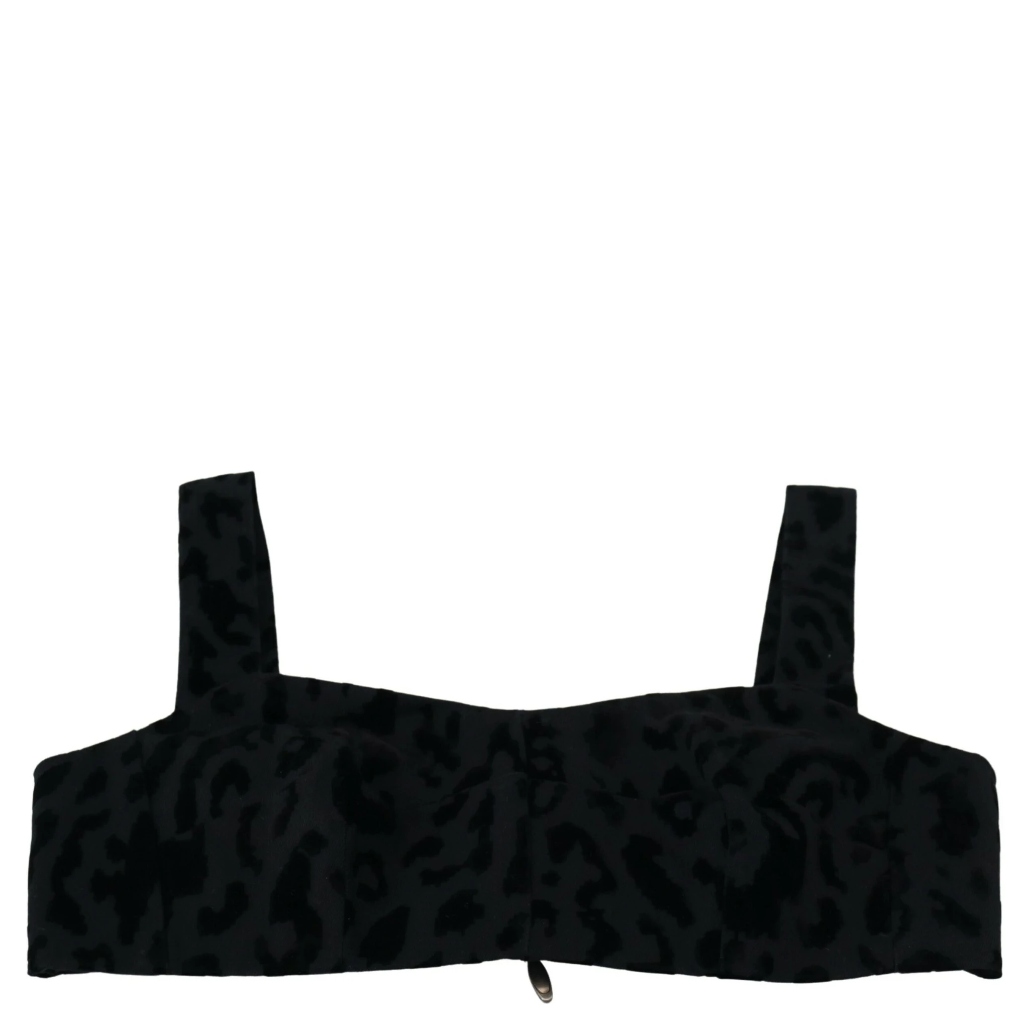 Black Leopard Cropped Bustier Corset Bra Top