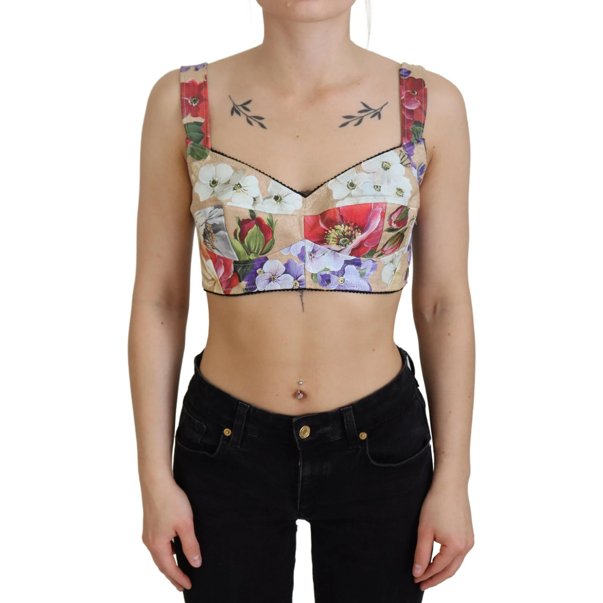 Multicolor Floral Cropped Bustier Corset Top