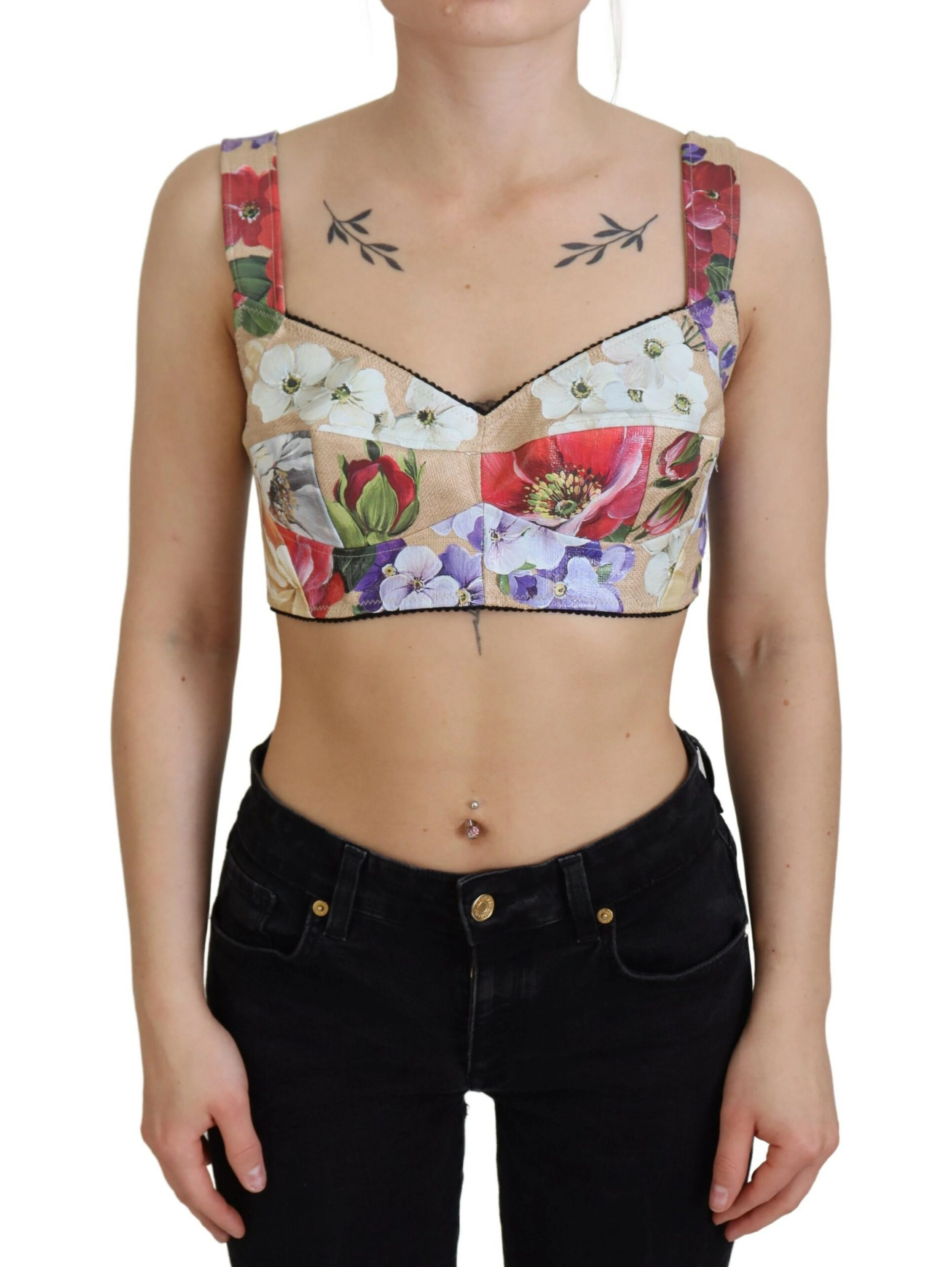 Multicolor Floral Cropped Bustier Corset Top