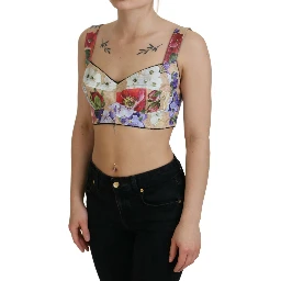 Multicolor Floral Cropped Bustier Corset Top