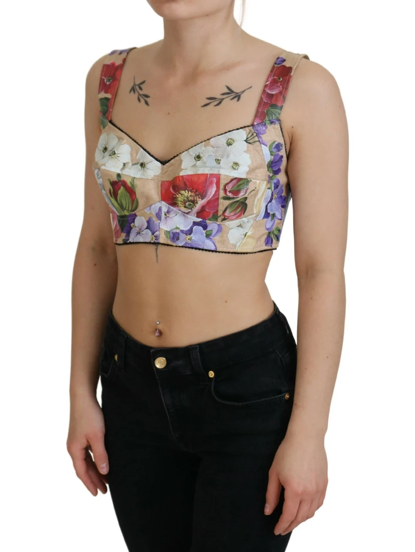 Multicolor Floral Cropped Bustier Corset Top