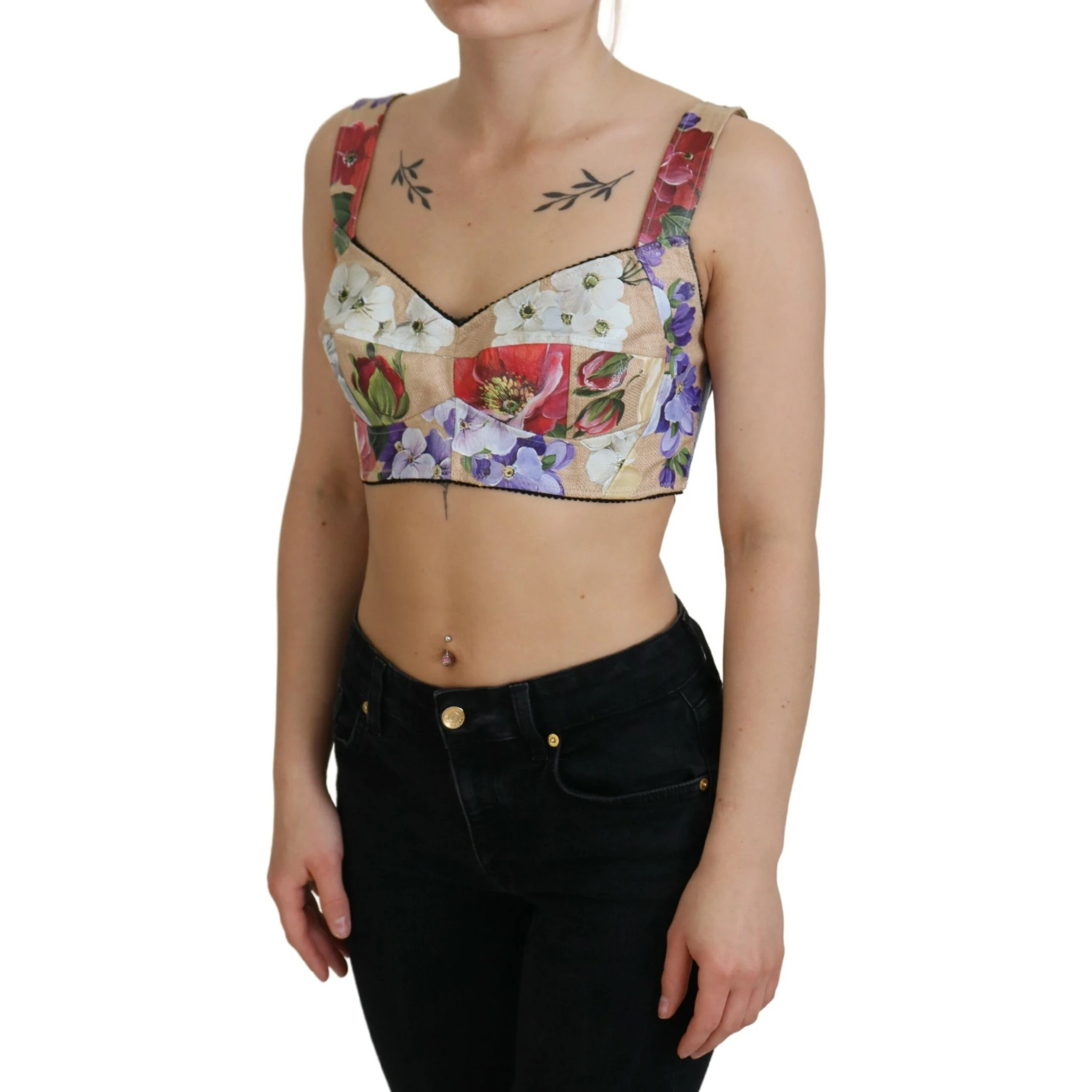 Multicolor Floral Cropped Bustier Corset Top