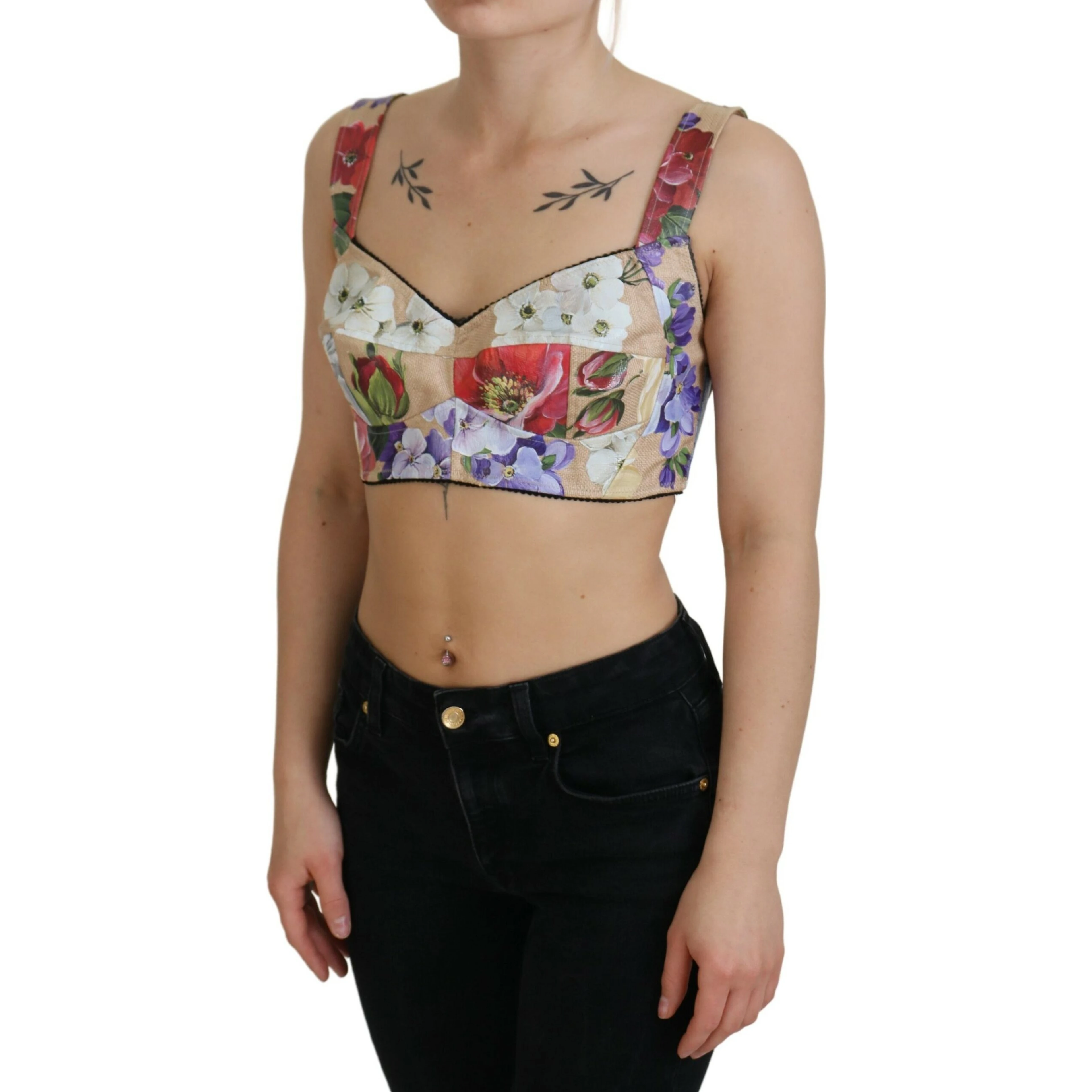 Multicolor Floral Cropped Bustier Corset Top
