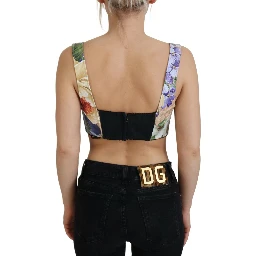 Multicolor Floral Cropped Bustier Corset Top