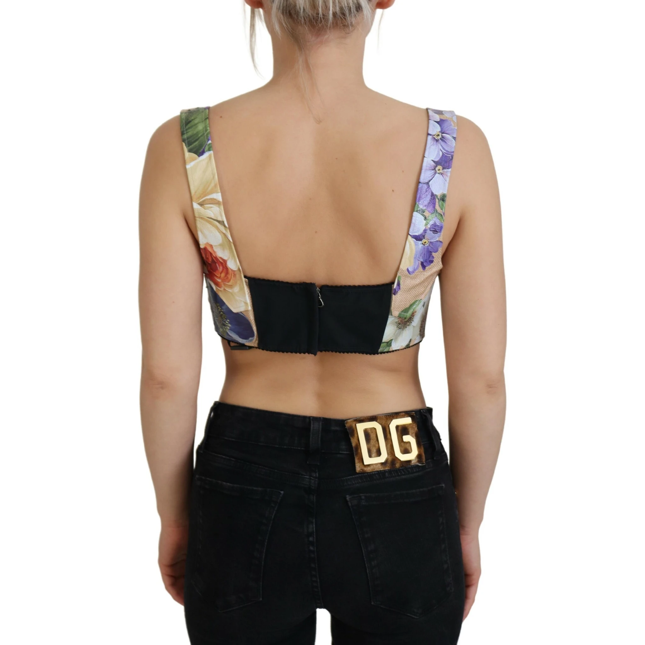 Multicolor Floral Cropped Bustier Corset Top