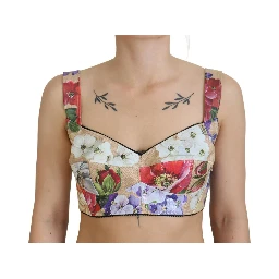 Multicolor Floral Cropped Bustier Corset Top