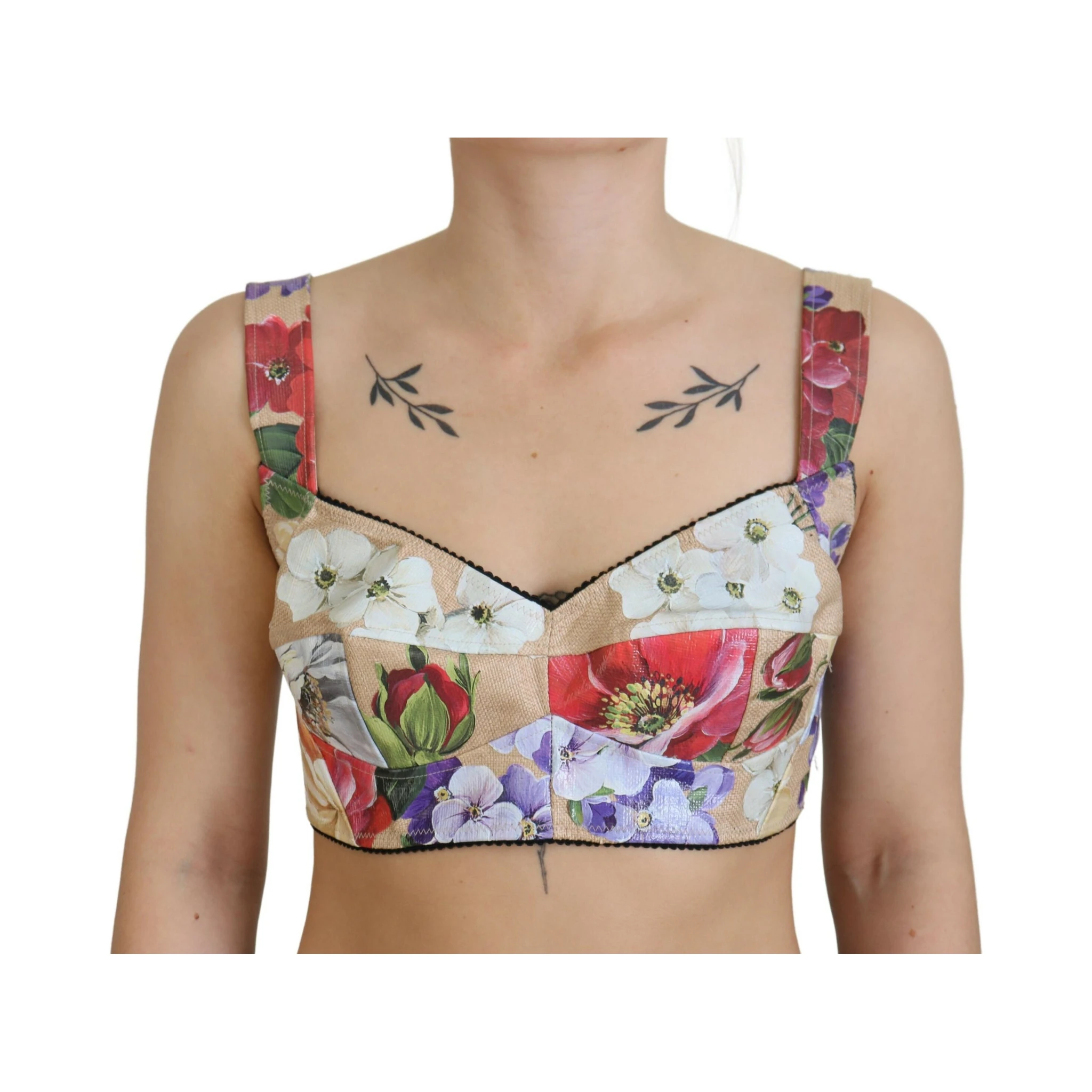 Multicolor Floral Cropped Bustier Corset Top