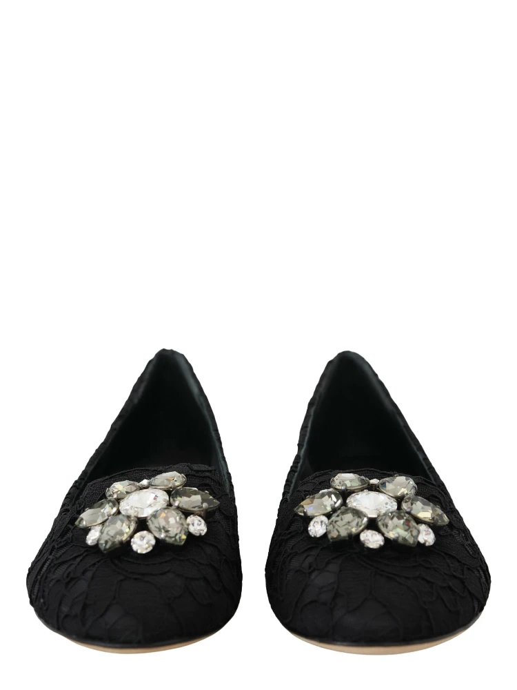 Black Taormina Lace Crystals Flats Shoes alternative