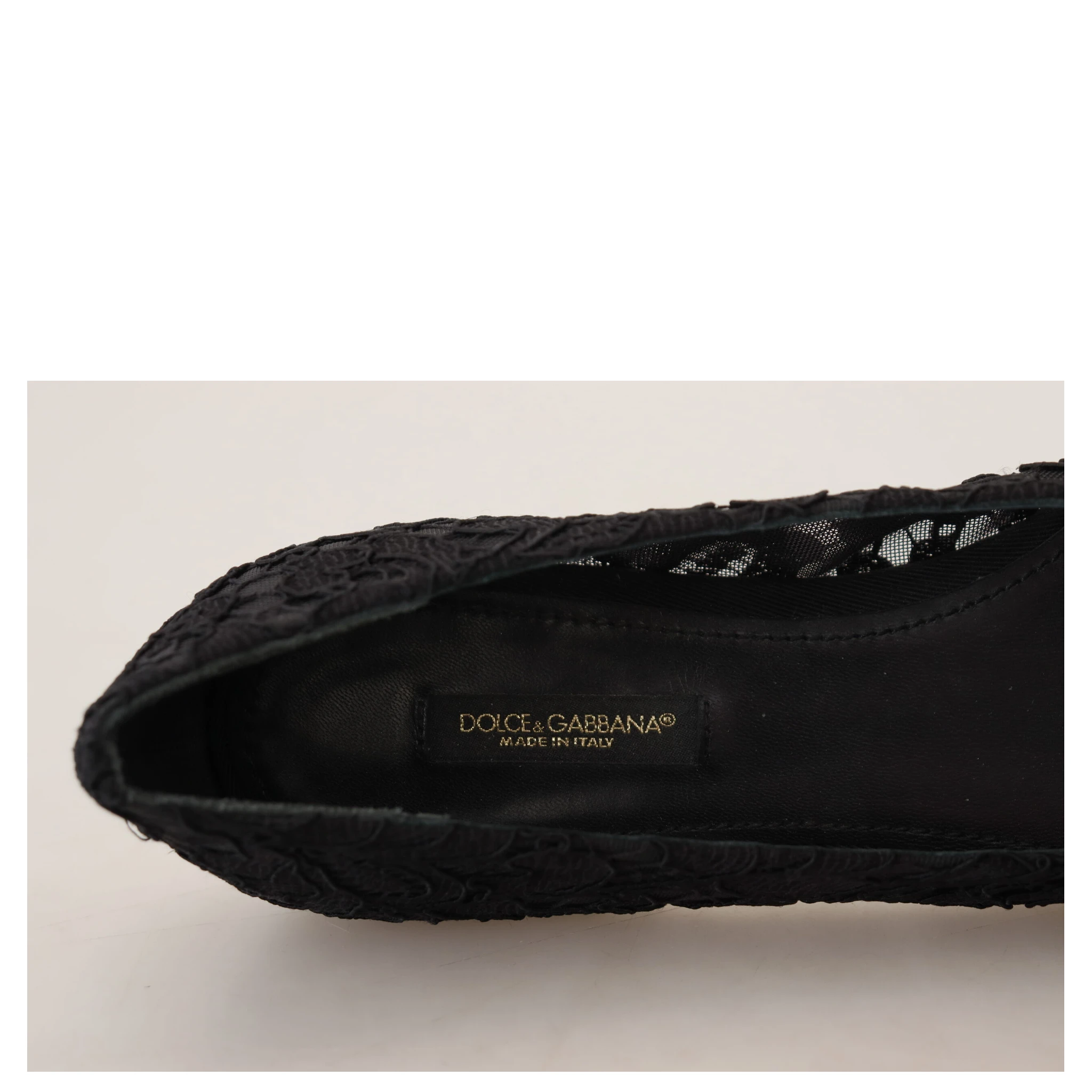 Black Taormina Lace Crystals Flats Shoes