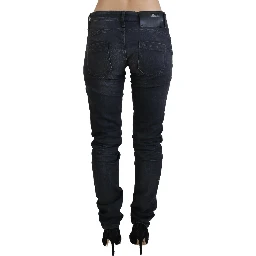 Black Washed Low Waist Slim Fit Cotton Denim Jeans