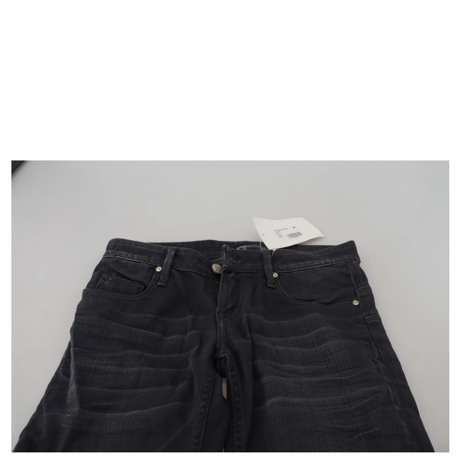 Black Washed Low Waist Slim Fit Cotton Denim Jeans