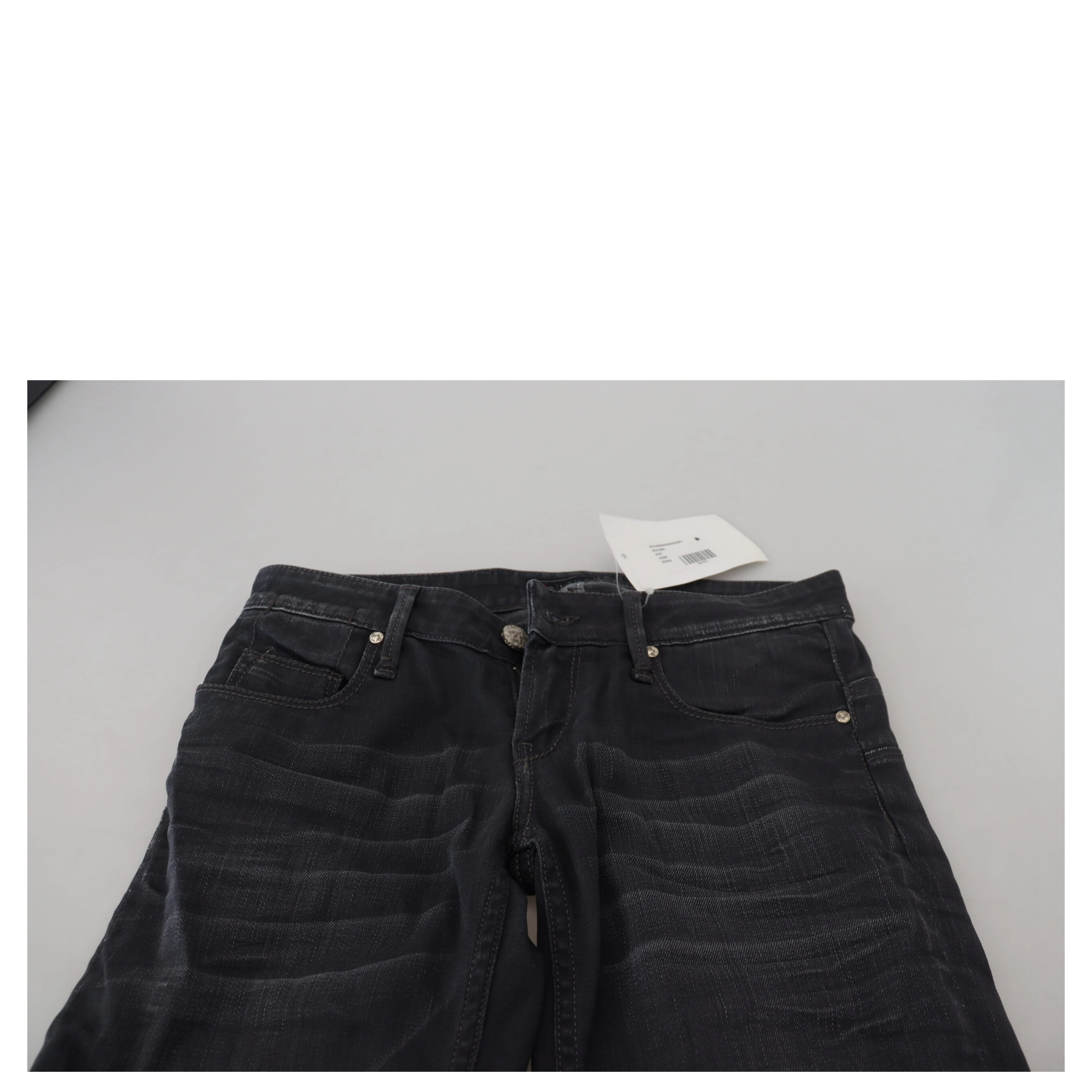 Black Washed Low Waist Slim Fit Cotton Denim Jeans