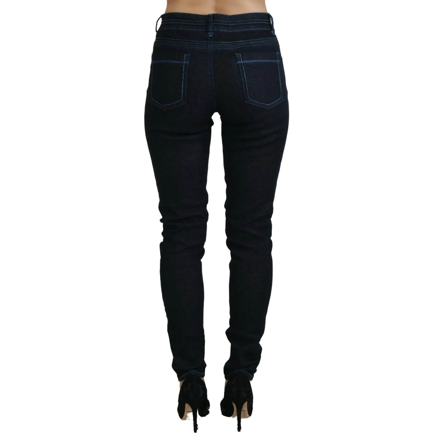Dark Blue Low Waist Slim Fit Women Denim Jeans